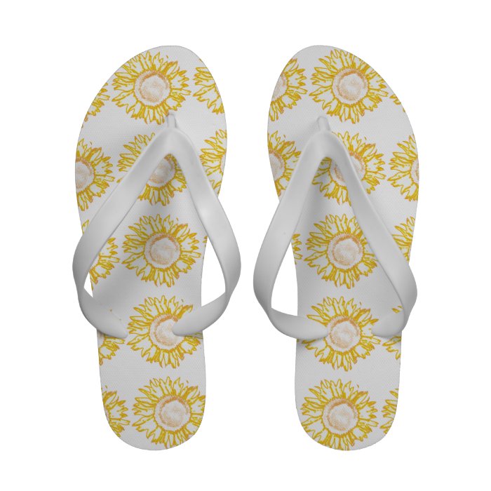 Neon Yellow Sunflower Flip Flops