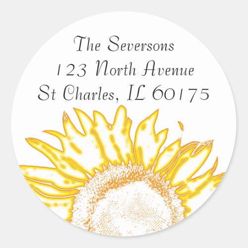 Neon Yellow Sunflower Return Address  Classic Round Sticker