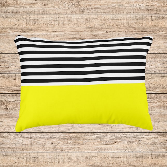 Neon Yellow With Black and White Stripes Accent Pillow (Creator Uploaded)