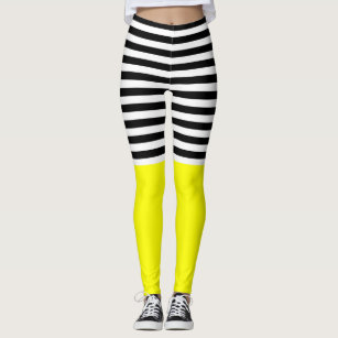 Team Stripes Gold/Yellow, Black, and White Striped (#2) Leggings