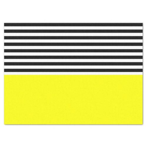 Neon Yellow With Black and White Stripes Tissue Paper