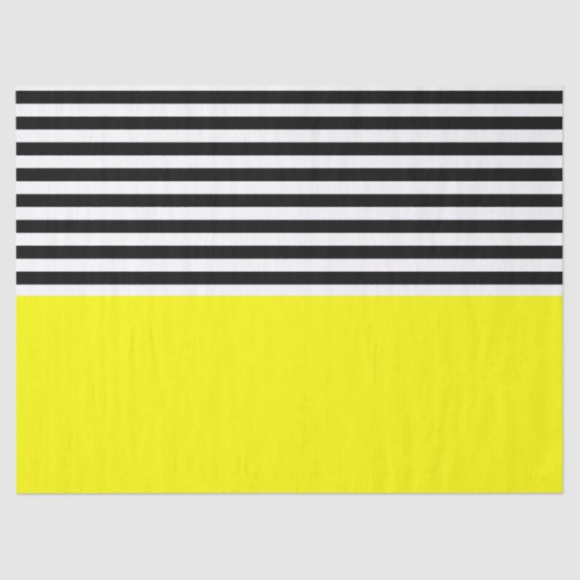 Neon Yellow With Black and White Stripes Tissue Paper (Front)