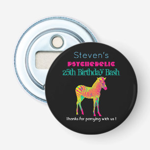 Neon Zebra Baby Animal Funky Cool Birthday Thanks Bottle Opener
