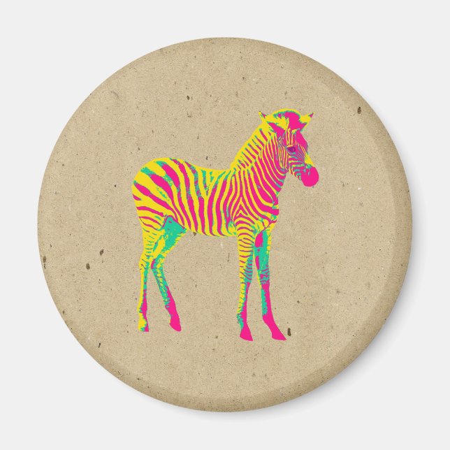 Neon Zebra Baby Animal Psychedelic Cute Funky Magnet (Front)