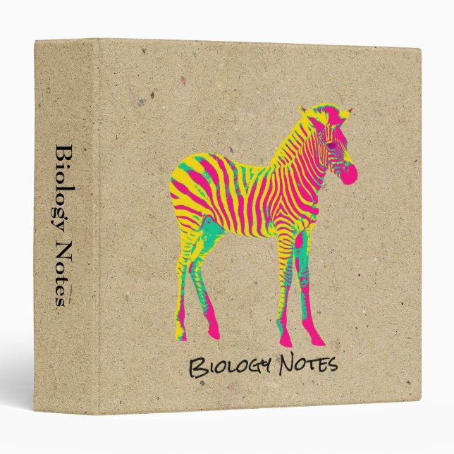 Neon Zebra Baby Animal Psychedelic Funky Retro 3 Ring Binder (Front/Spine)