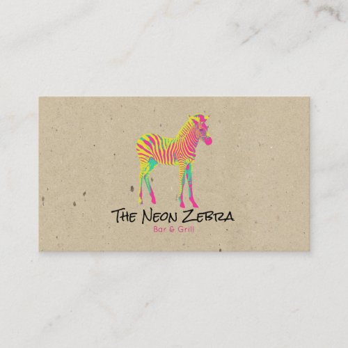 Neon Zebra Baby Animal Psychedelic Funky Retro Business Card