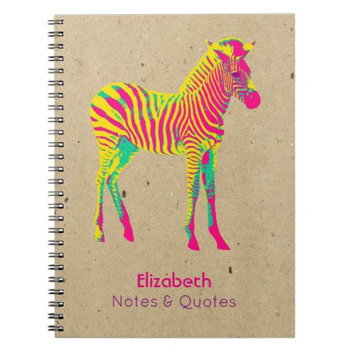 Neon Zebra Baby Animal Psychedelic Funky Retro Notebook