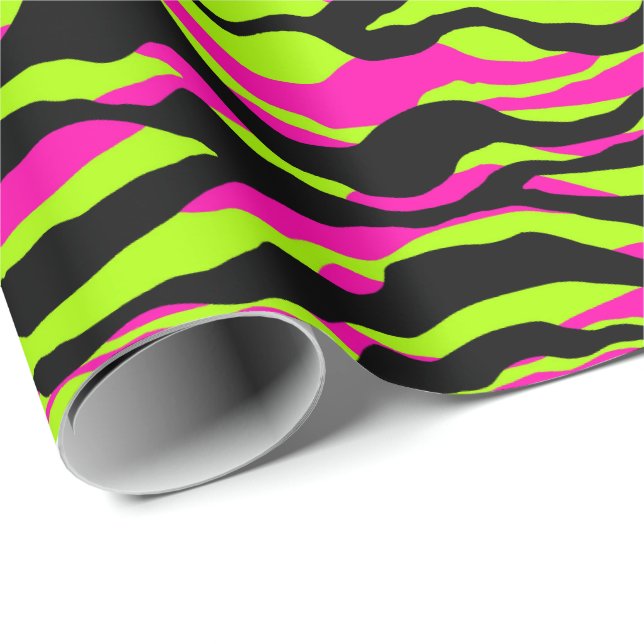 neon zebra lovers animals print wrapping paper (Roll Corner)