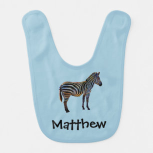 Neon Zebra Personalized Baby Bib