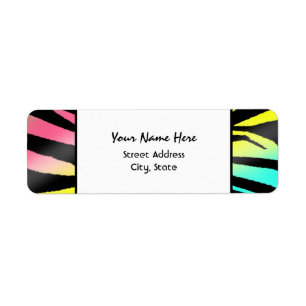 Neon Zebra Print Address Labels