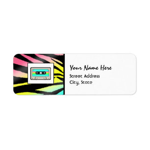 Neon Zebra Print & Cassette Tape Address Labels