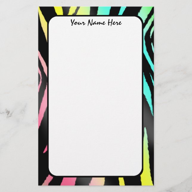 Neon Zebra Print Stationery (Front)