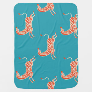 Neon Zebra: Retro Colorful Seamless Baby Blanket