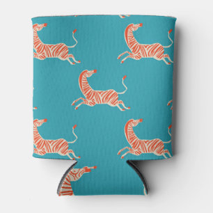 Neon Zebra: Retro Colorful Seamless Can Cooler