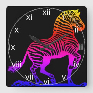 Neon Zebra Wall Clock