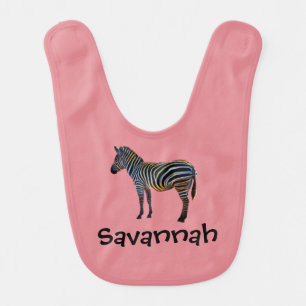 Neon Zebra with Name Bib