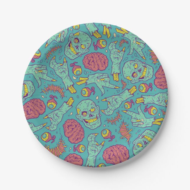Neon Zombie Paper Cup - Halloween Party Paper Plates (Front)