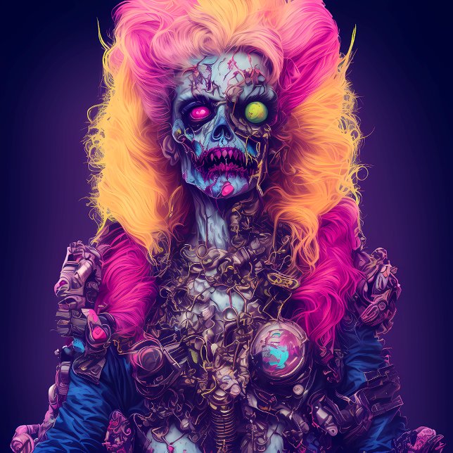 Neon Zombie Queen Square Sticker (Creator Uploaded)