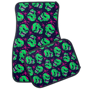 Neon Zombie Skulls Pattern Car Floor Mat