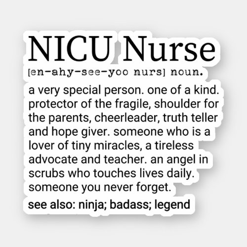 Neonatal Intensive Care Unit NICU Nurse Definition Sticker