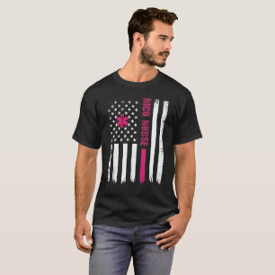 Neonatal NICU Nurse American Flag Typography T-Shirt