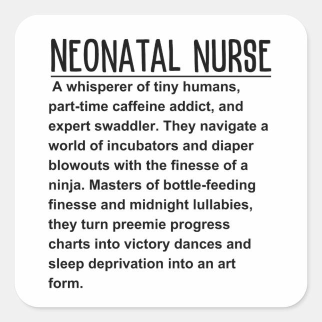Neonatal nurse square sticker (Front)