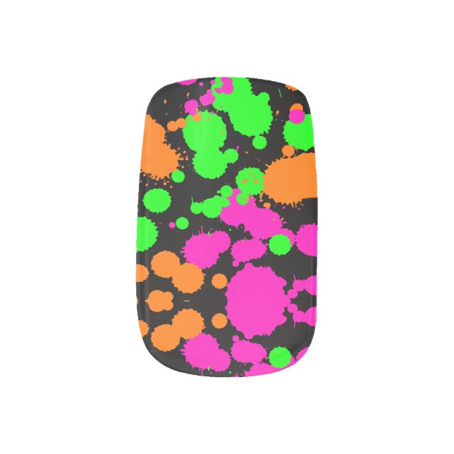 Neoncore Paint Splatter Minx Nail Art (Left Thumb)