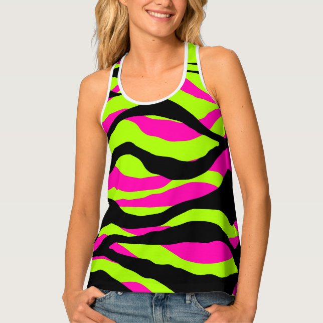 Neoncore Tricolour Animal Print Zebra Tank Top (Front)