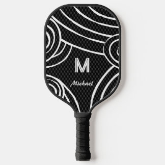 NeonLine 1 Black Editable Name & Initials Pickleball Paddle