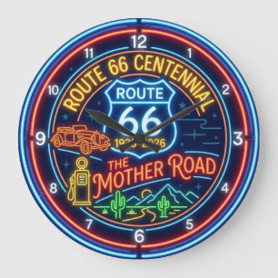Neonstyle Mother Road Route 66 Centennial Large Clock