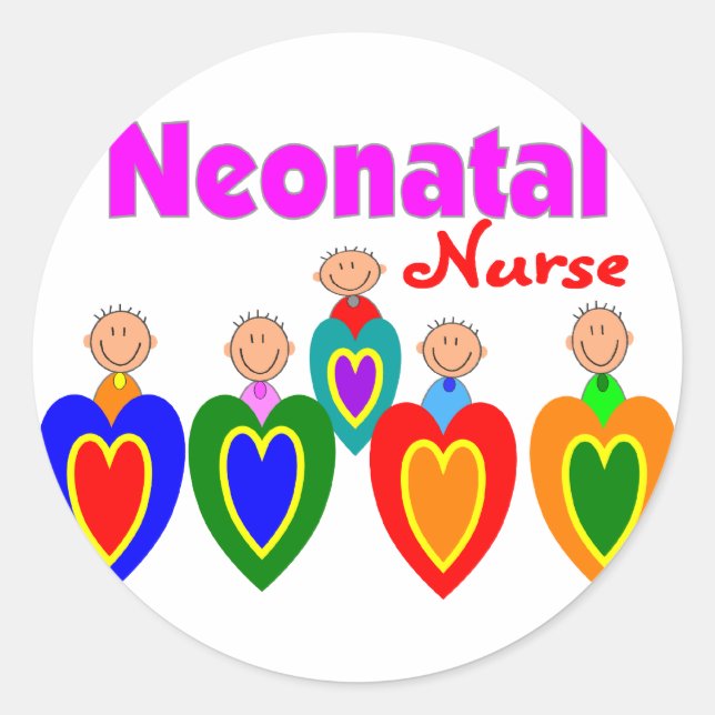 Neontal Nurse--Adorable Baby Graphics Classic Round Sticker (Front)