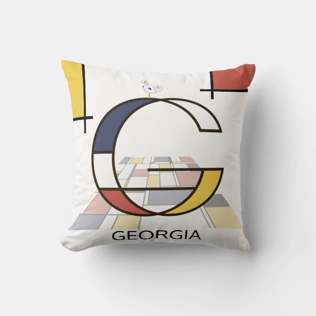 Neoplasticism Art Cool Monogram. Letter G Throw Pillow (Front)