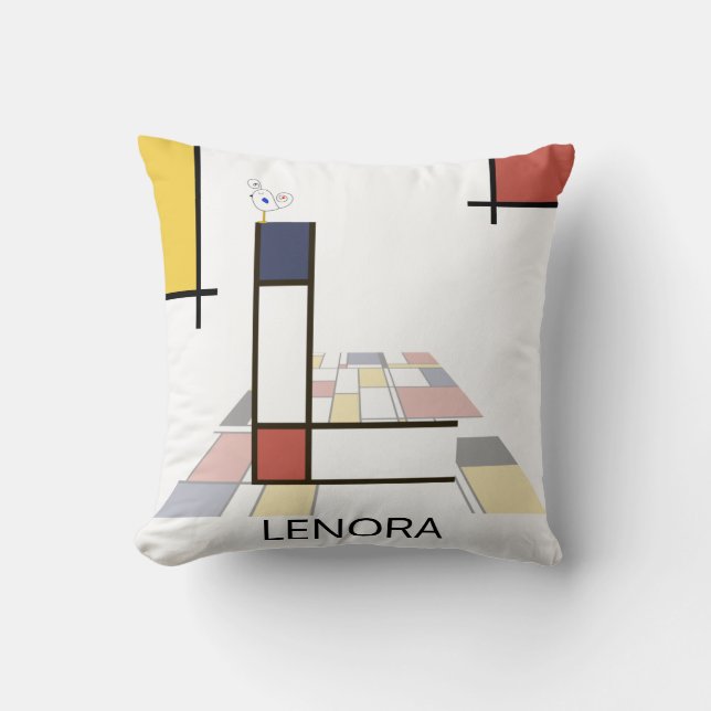 Neoplasticism Art Cool Monogram. Letter L Throw Pillow (Front)