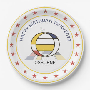 Neoplasticism Art Elegant Monogram. Letter O Paper Plates