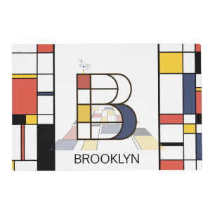 Neoplasticism Art Style Monogram. Letter B Placemat