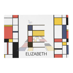 Neoplasticism Art Style Monogram. Letter E Placemat