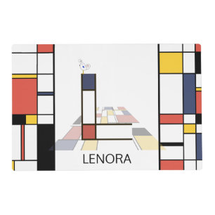 Neoplasticism Art Style Monogram. Letter L Placemat