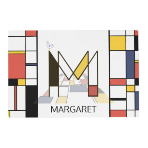 Neoplasticism Art Style Monogram. Letter M Placemat