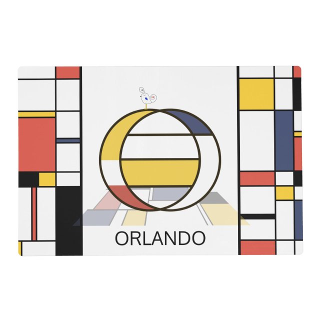Neoplasticism Art Style Monogram. Letter O Placemat (Front)