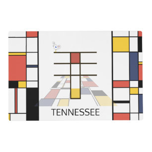 Neoplasticism Art Style Monogram. Letter T Placemat