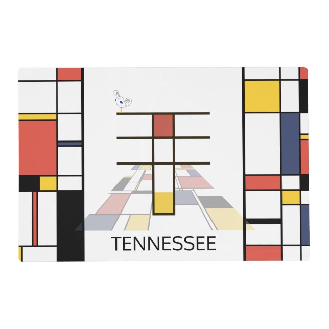 Neoplasticism Art Style Monogram. Letter T Placemat (Front)