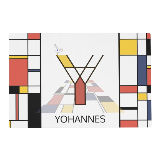 Neoplasticism Art Style Monogram. Letter Y Placemat (Front)