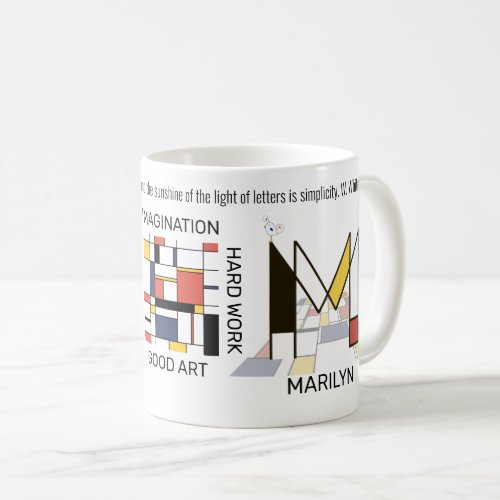 Neoplasticism Art Stylish Monogram Letter M Coffee Mug