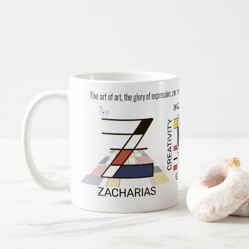 Neoplasticism Art Stylish Monogram Letter Z Coffee Mug