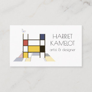 Neoplasticism style art monogram. Letter H Business Card