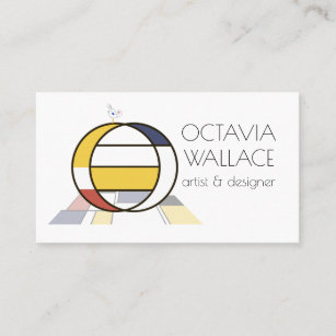 Neoplasticism style art monogram. Letter O Business Card