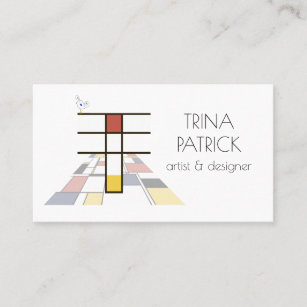 Neoplasticism style art monogram. Letter T Business Card