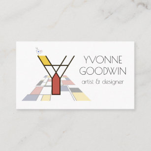 Neoplasticism style art monogram. Letter Y Business Card