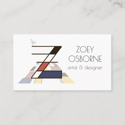 Neoplasticism style art monogram Letter Z Business Card