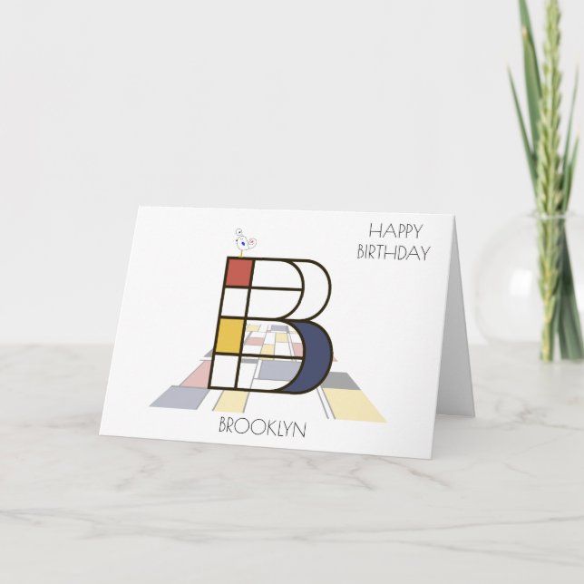 Neoplasticism Style Monogram. Letter B Card (Front)